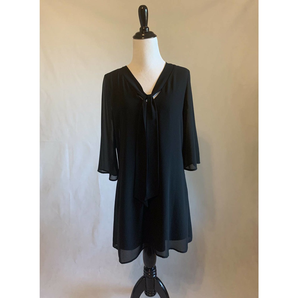 Soul Sanctuary Black 3/4 Sleeve V-Neck Shift Dress / Small S